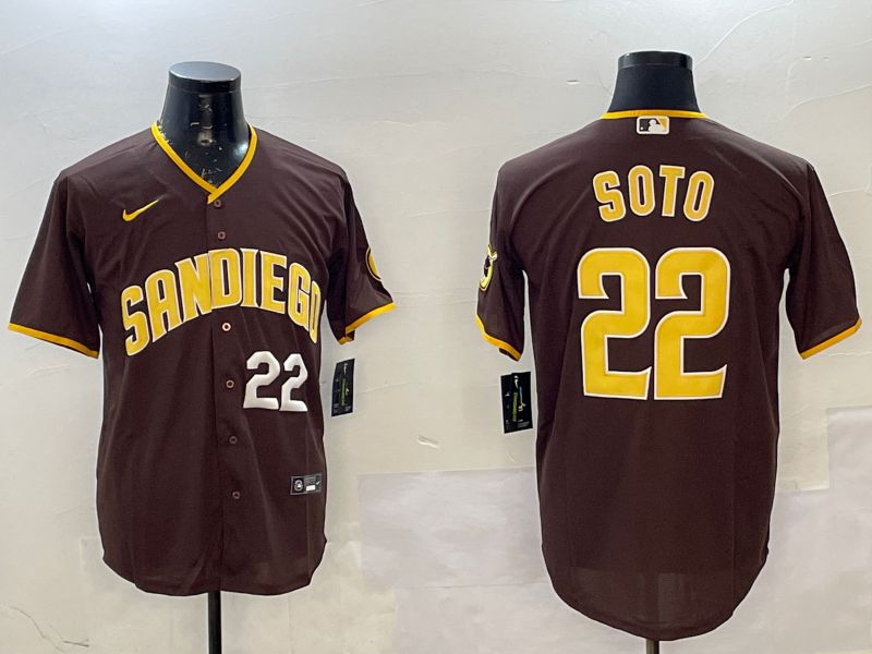 Men San Diego Padres 22 Soto Brown Game 2025 Nike MLB Jersey style 2